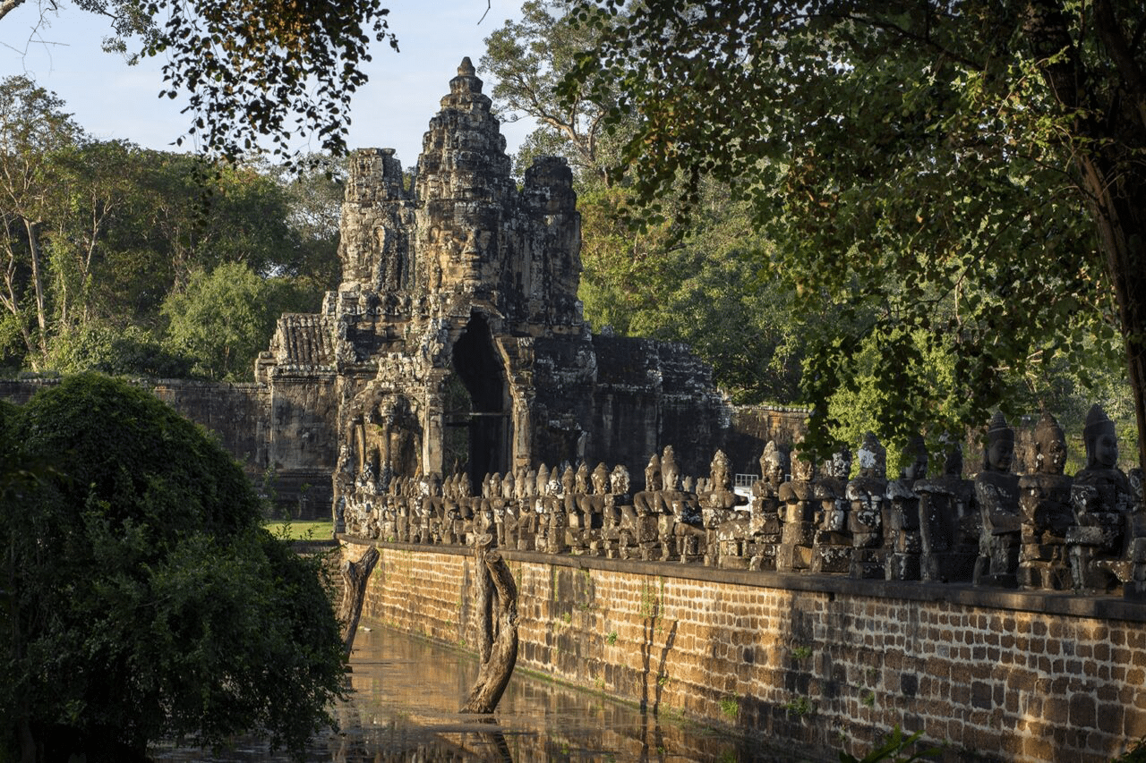 Begin your safe travel day with Angkor Thom’s tranquil ambiance